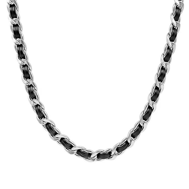 レザーアクセント メタルチェーンネックレス 1color MZA0035