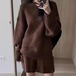 ニットセットアップ レディース 上下セット 2点セット ツーピース トップス 長袖 セーター ラウンドネック ゆったり ボトムス ショートパンツ カジュアル お出かけ おしゃれ ルームウェア 女性