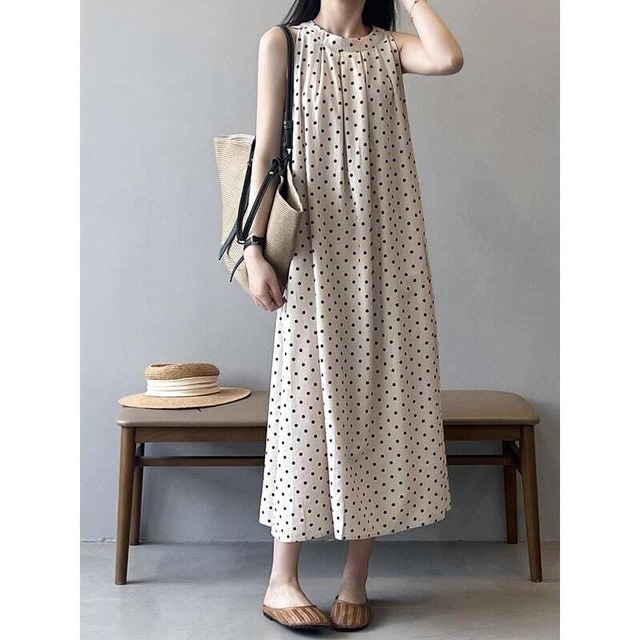sleeveless dot dress　10713