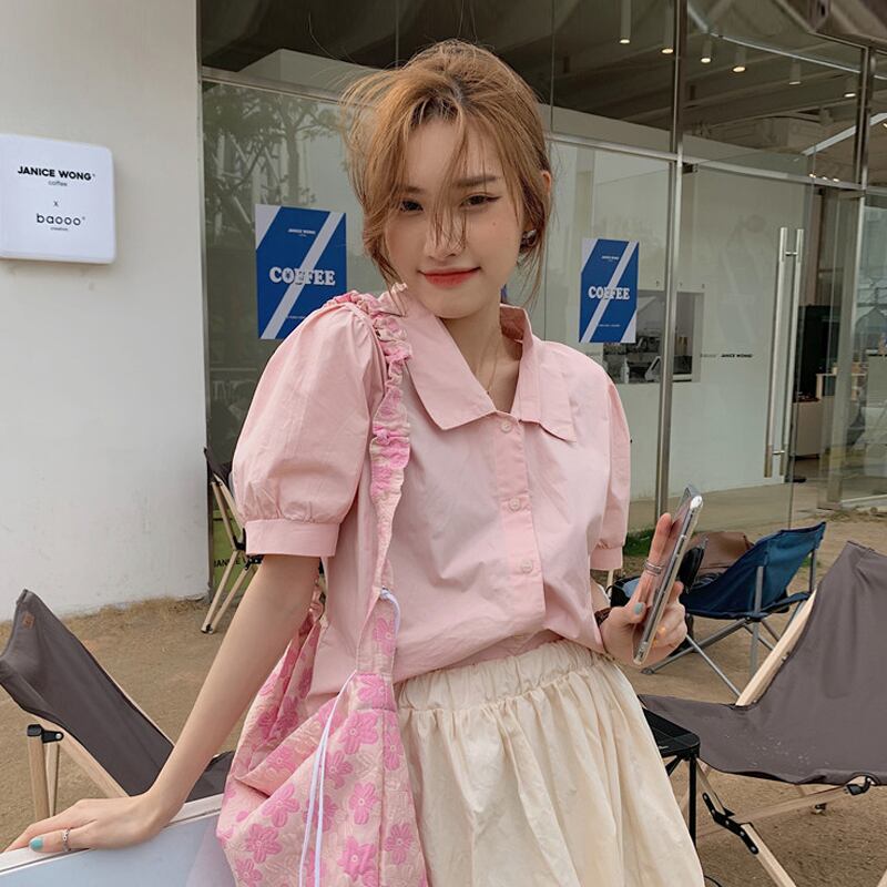 サマーシャツ カジュアルトップス ピンク 夏物 スーパーモール45267968658