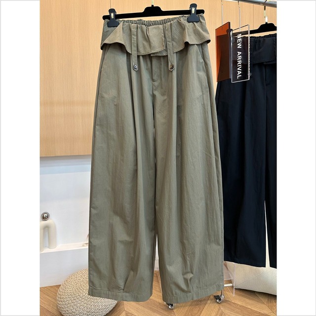 ウエストフリル風 ワイドシルエットパンツ Ln00360