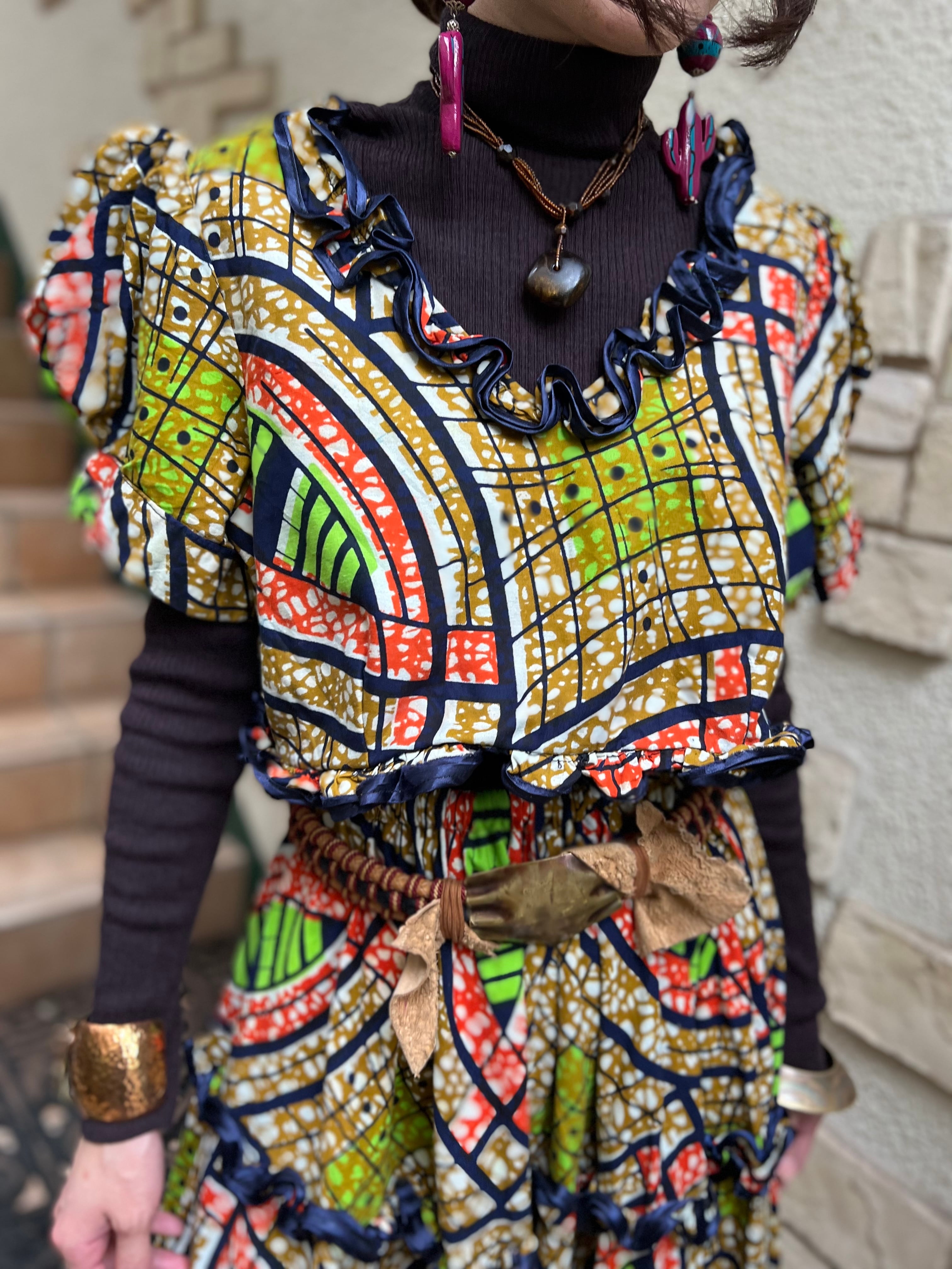 Vintage african puff sleeve cotton tops ( ヴィンテージ アフリカン ...