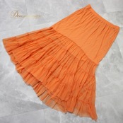 社交ダンス 衣装 スタンダード スカート レッスンウェア Marcus＆Karen Hilton Chacott マーカスカレンヒルトン チャコット オレンジ系 無地 社交ダンス スカート 日本製 ダンス 衣装 練習用 レッスン着 夕日 オレンジ 透け感 軽い素材 ウエストゴム 伸縮性 有り Lサイズ フレアスカート ショー衣装 パーティー おしゃれ