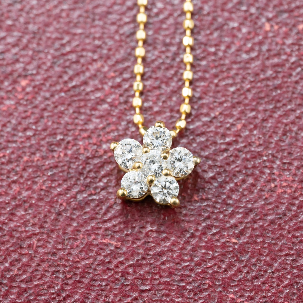 K18 ヴィンテージ ゴールド ジュエリー ダイヤモンド 0.26ct 花