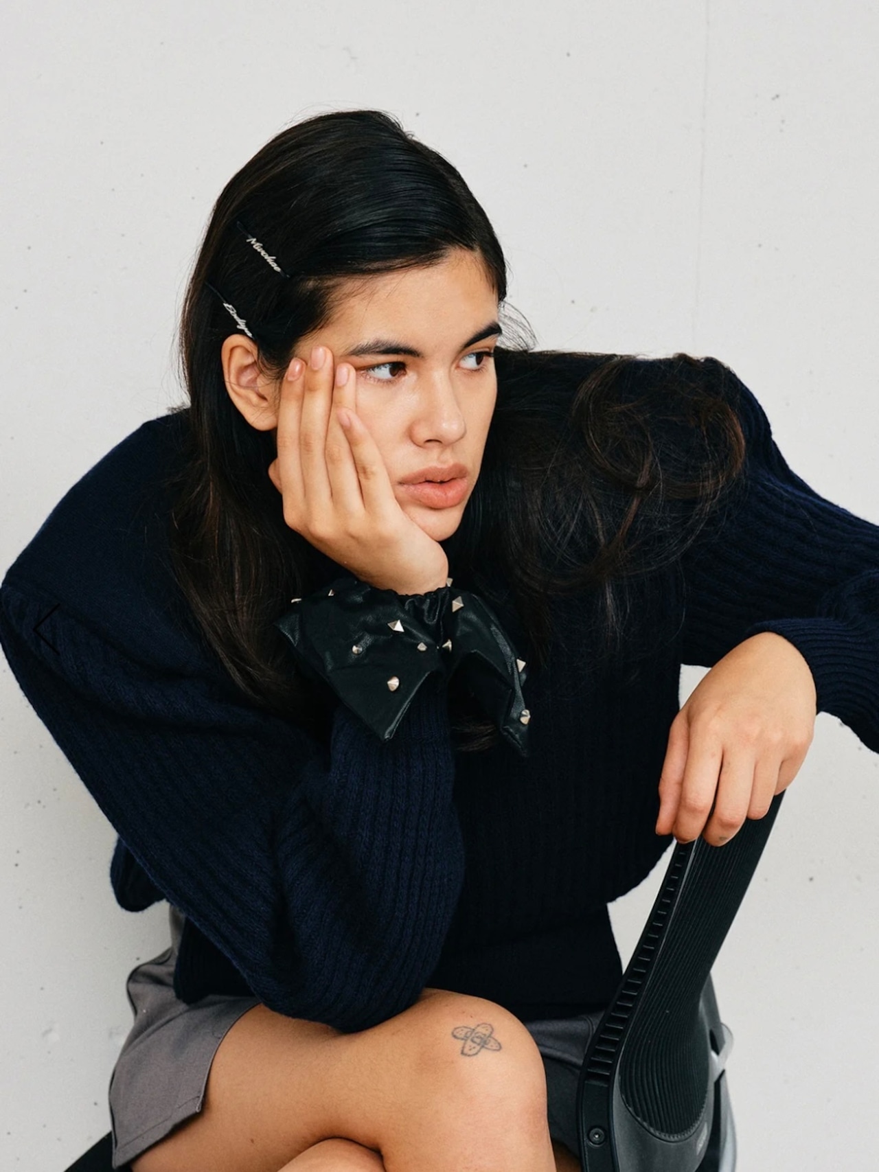 heyep へイップ  / Faux Leather Studded Scrunchie - 2