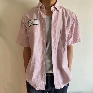 made in usa 90s Uni First Striped button-down work cotton shirt{アメリア製　90s ユニファースト　ボタンダウン　ストライプ　　コットン　ワークシャツ　古着　ユニセックス　USED}