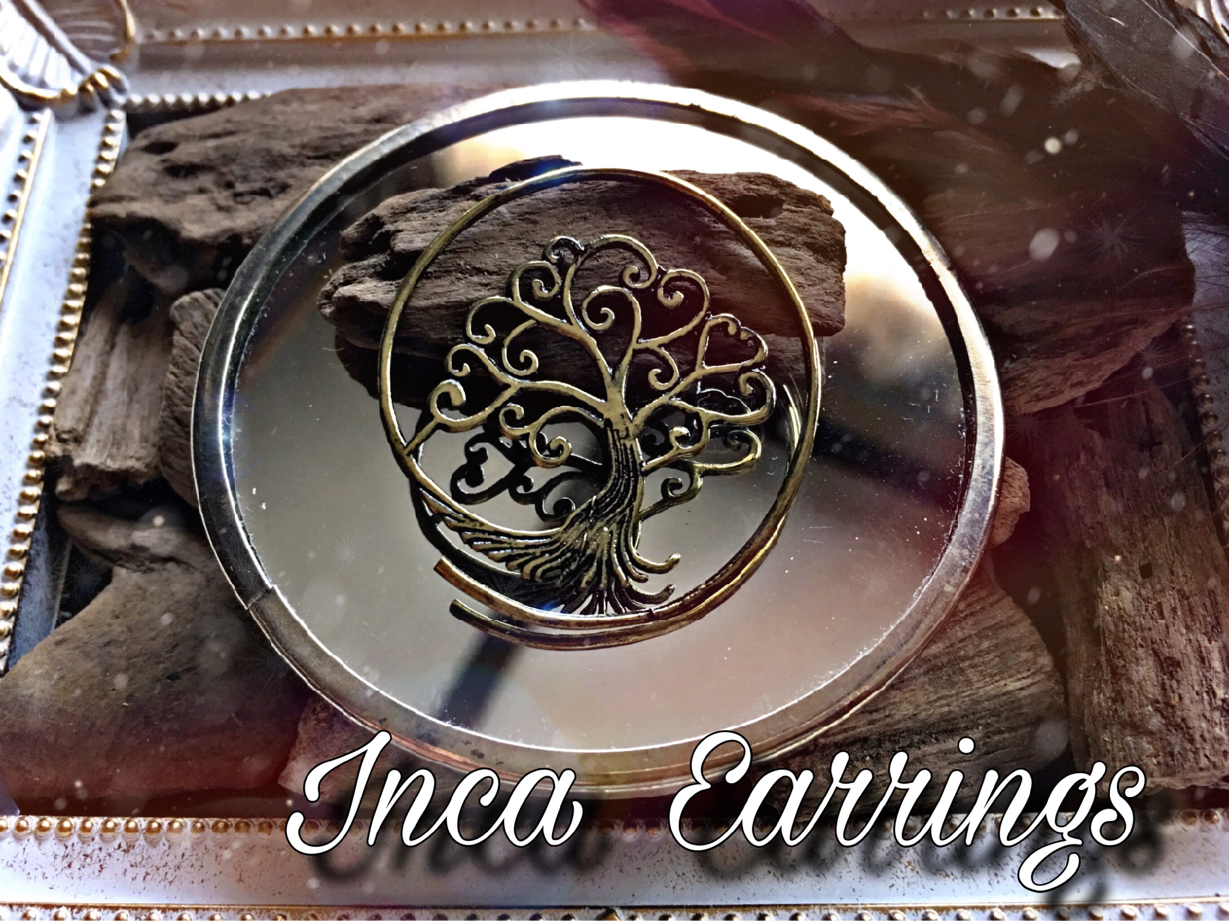 1ペア フープピアス フックピアス インカピアス インディアン ボヘミアン アジアン ネイティブアメリカン 生命の木 樹