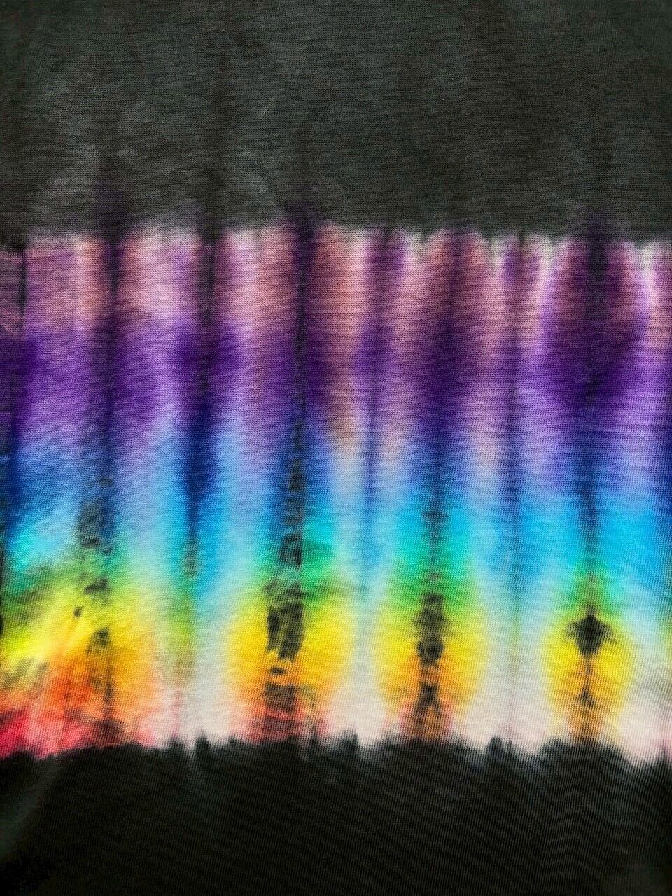 タイダイ Tie-dye 長袖Tシャツ XXLサイズ ブラック×レインボー HIPPIES