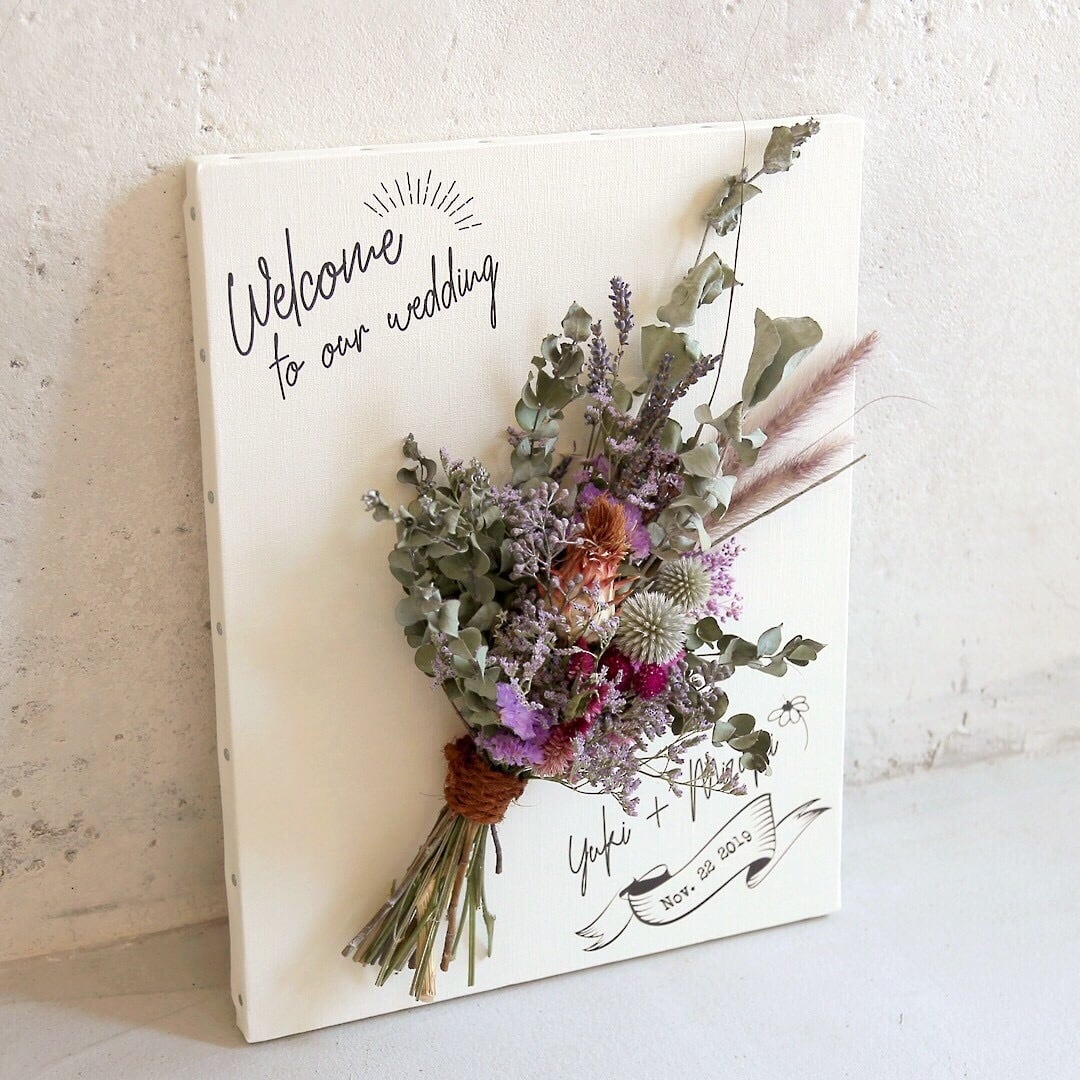 スワッグ付きキャンバスボード ウェルカムボード(グリーン)│手書き風