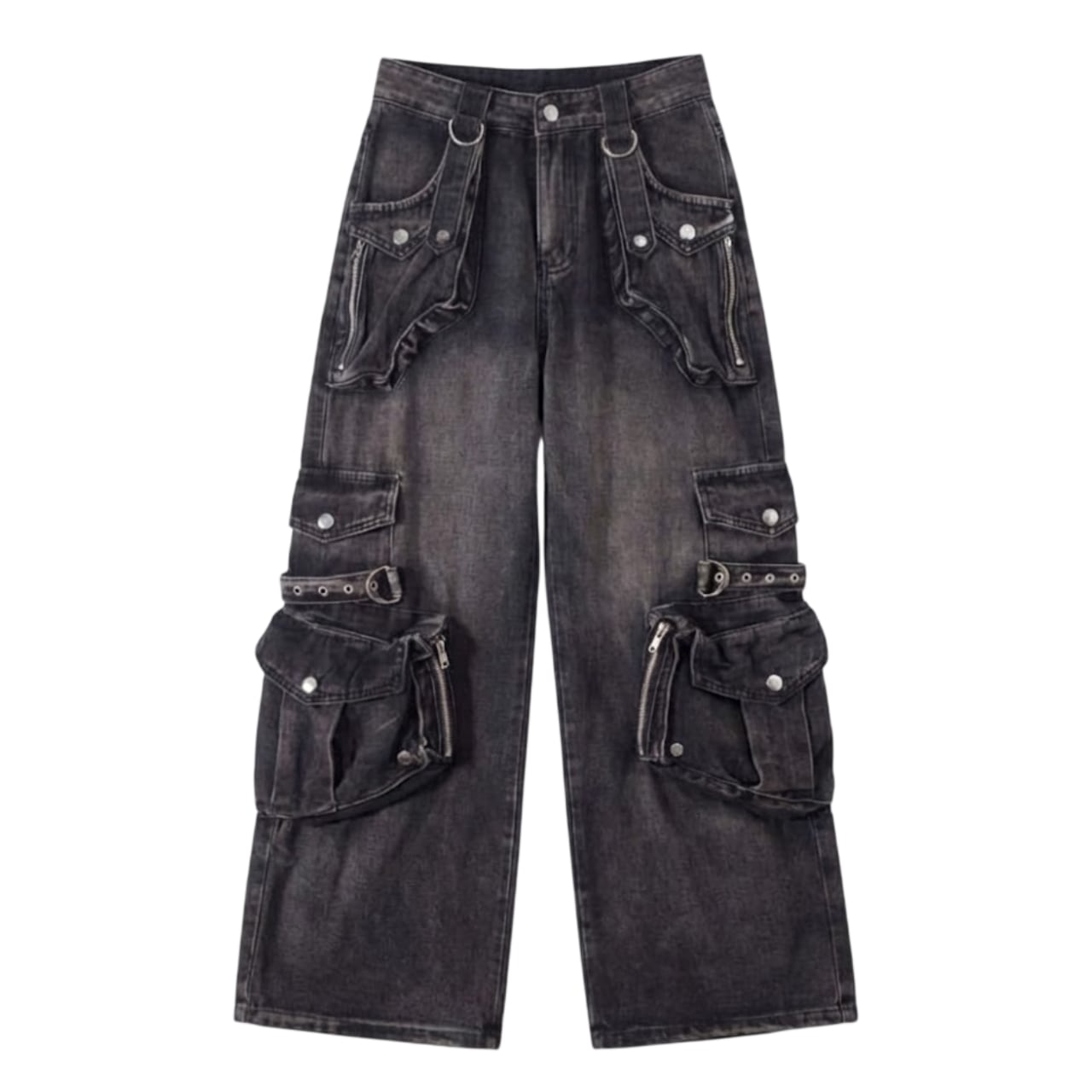 Multi-pocket work denim pants 0014