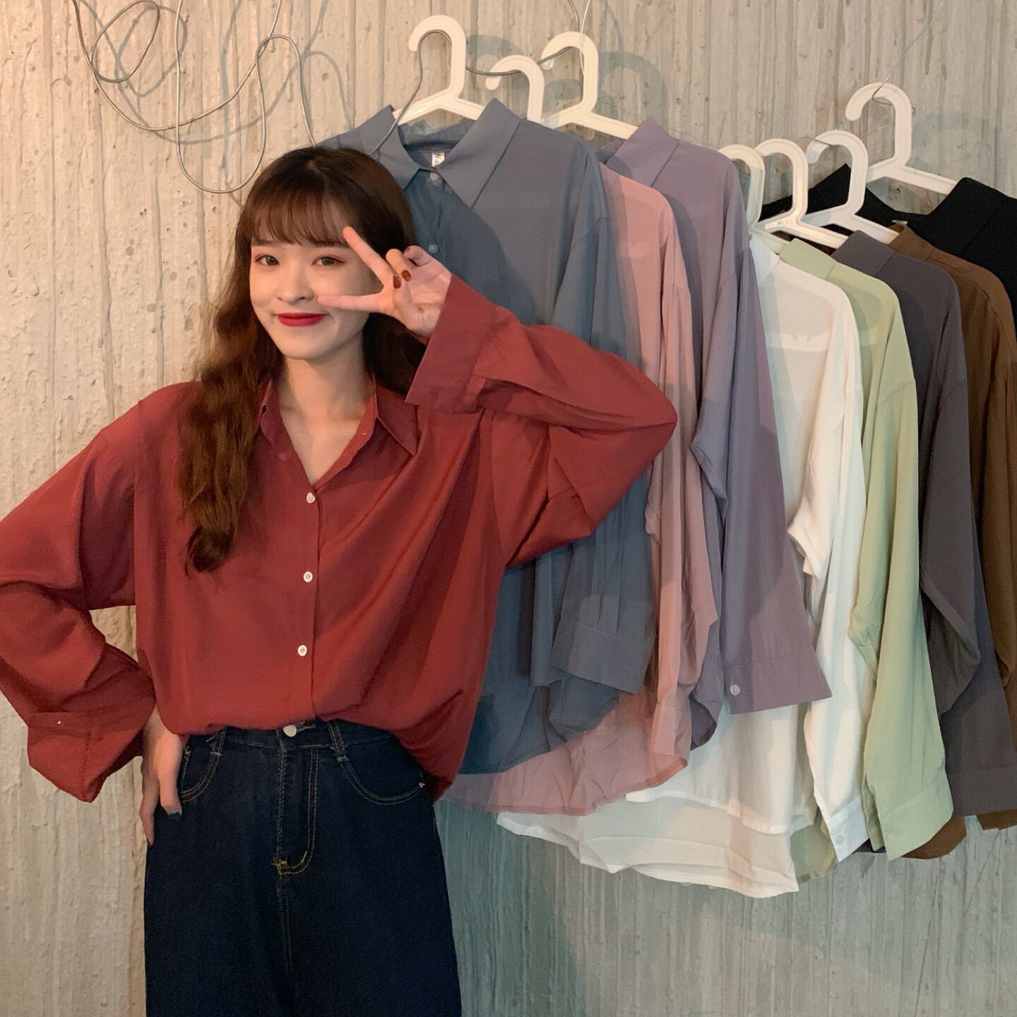 ホワイトシャツ オータムスタンダードジャケット 薄手 ロング レトロ 秋物 1号婦人9073809856