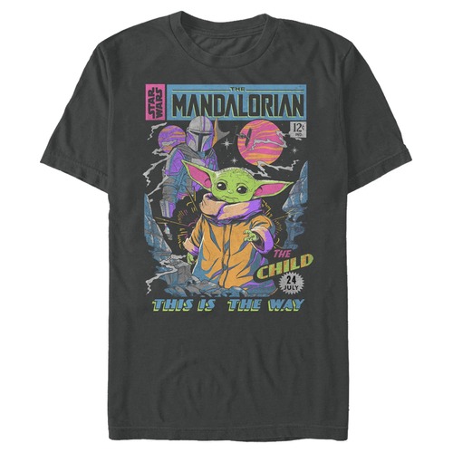 スター・ウォーズ Tシャツ Star Wars The Mandalorian 12 Cents Retro Comic Charcoal