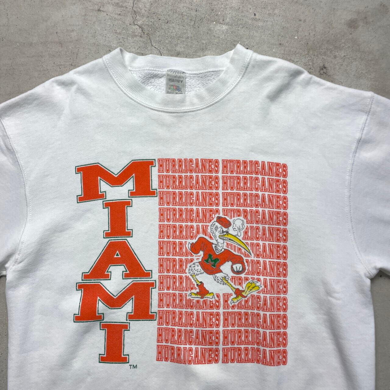 90年代 USA製 MIAMI HURRICANES プリントスウェットシャツ カレッジ