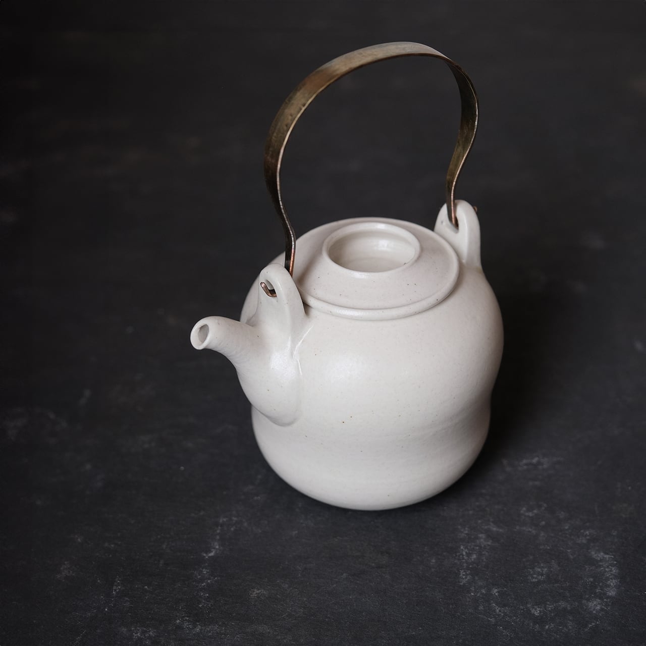 鈴木進 Susumu Suzuki 松原灰釉 急須金具付き S-12(くびれ)