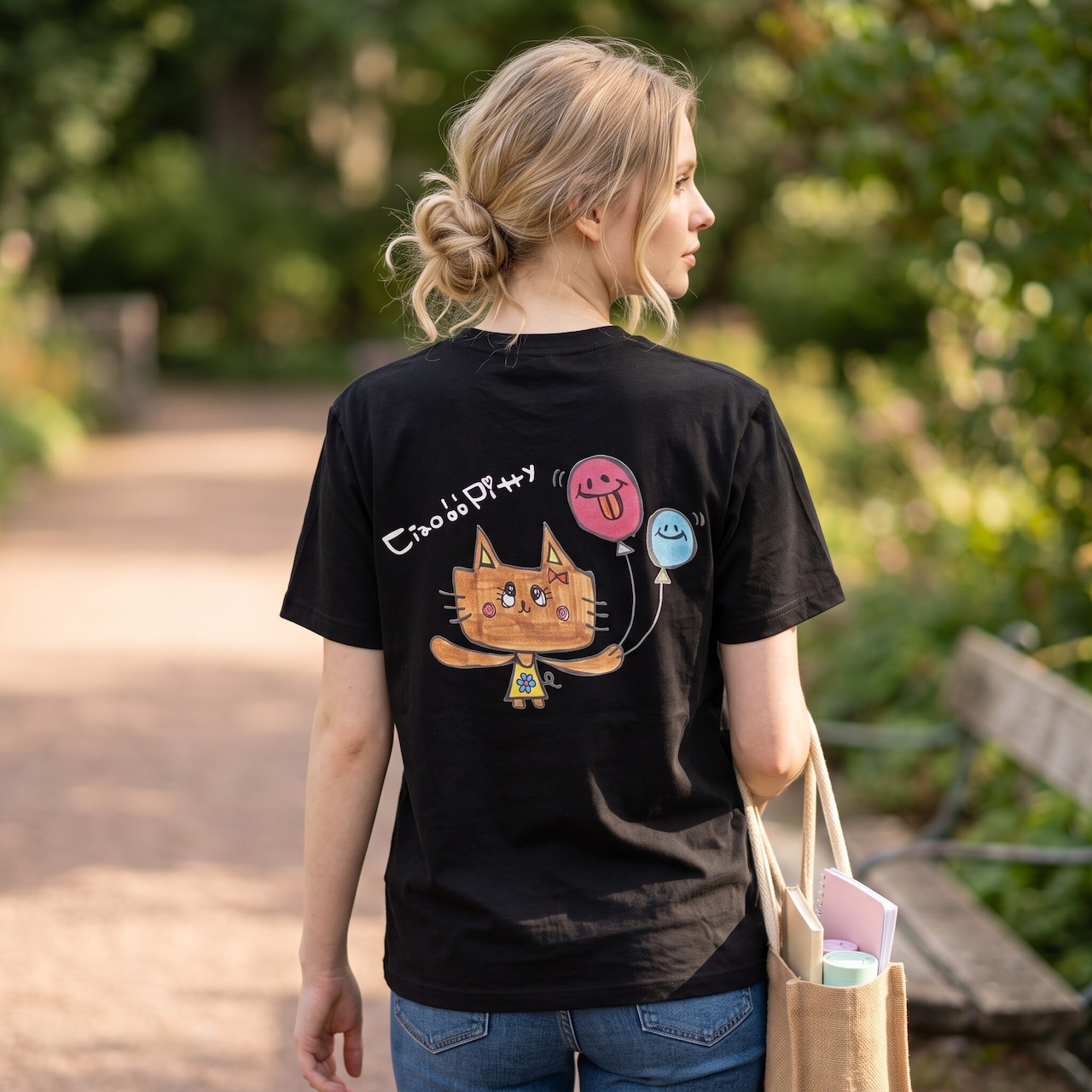 pipi オリジナルTシャツ 【ブラック】Ciao!! Pitty Мサイズ