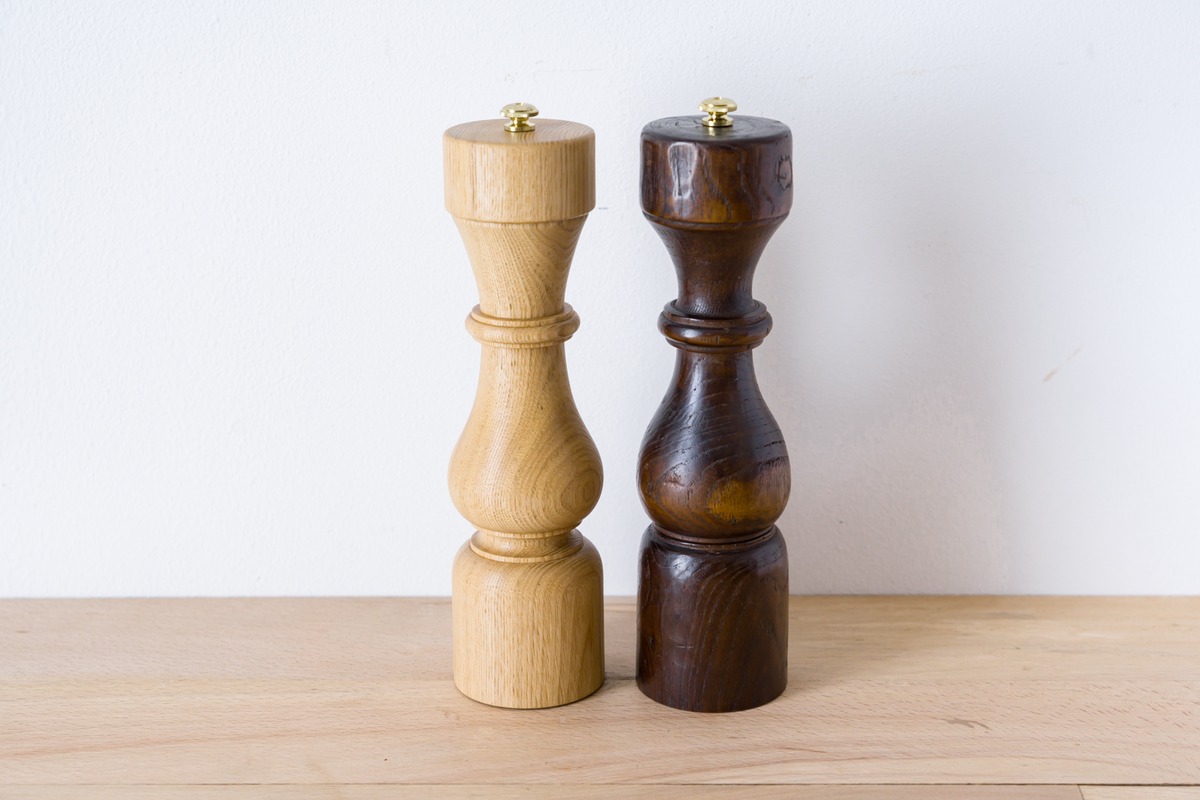 極美品【木工ヤマニ】ペッパーミル ドンブリ 9吋 タモ鉄媒染 胡椒挽き