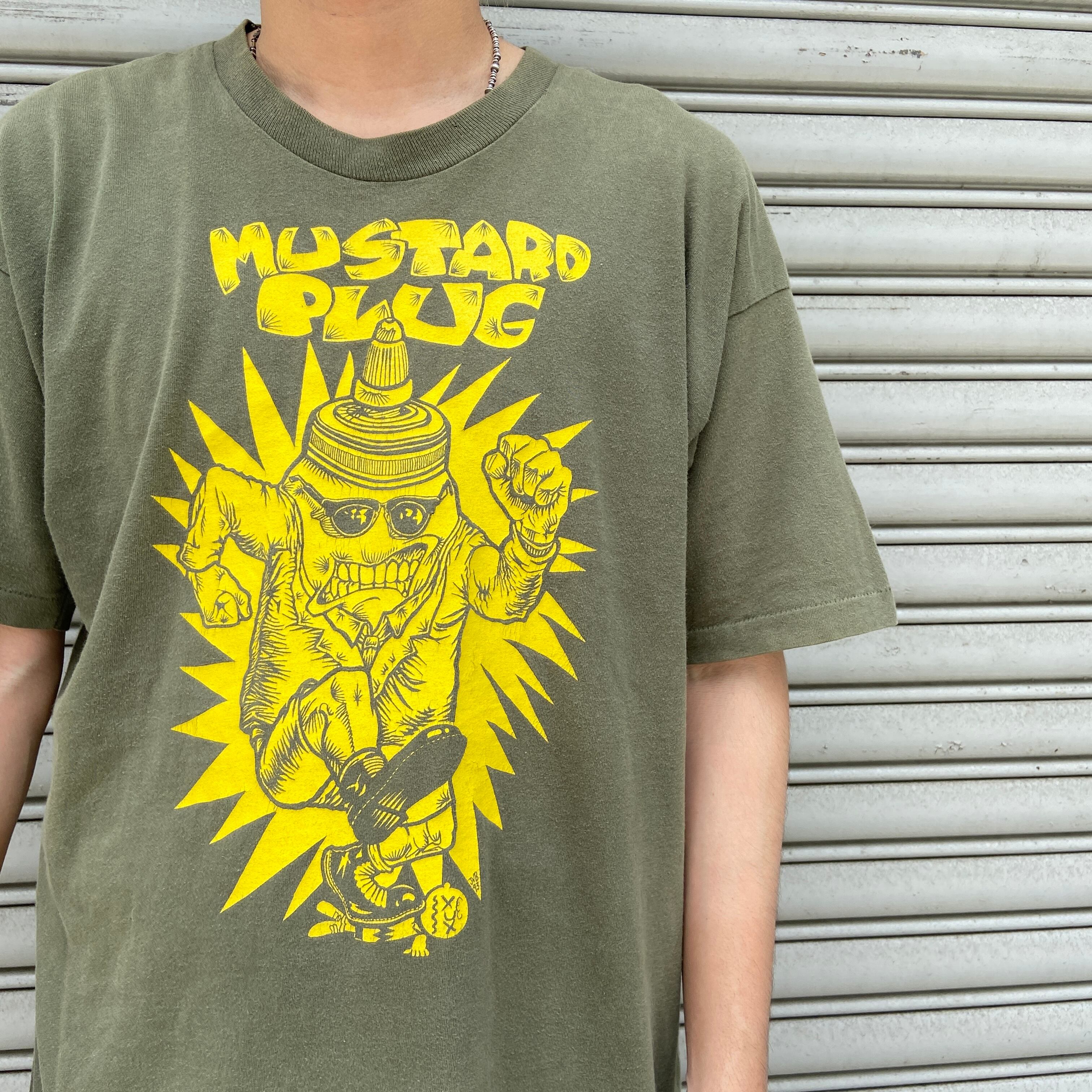 90s マスタードプラグ バンドTシャツ バンT スカパンク カーキ XL相当