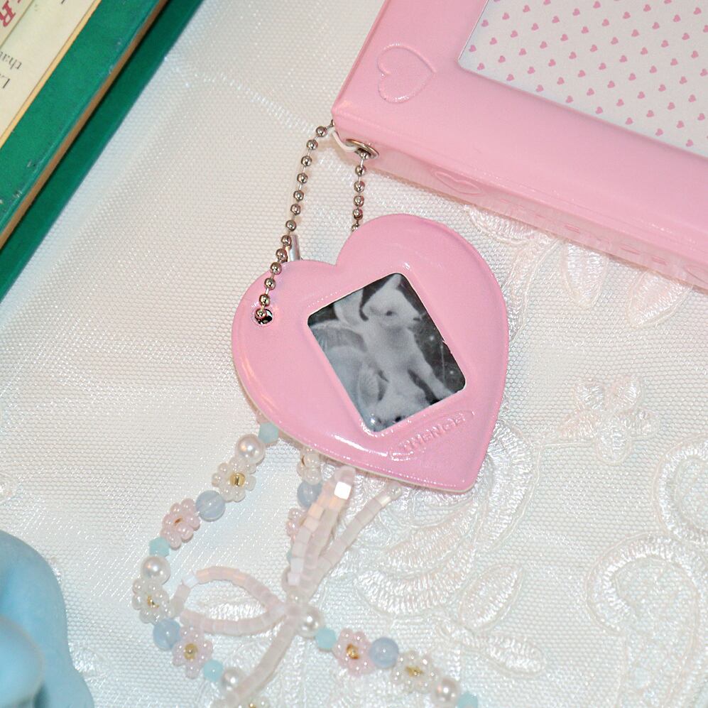 THENCE] フォトフレーム キーホルダー (Pink Heart) | moim - 韓国雑貨