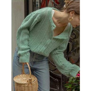 ケーブル編みモヘアニットカーディガン 2color W01358