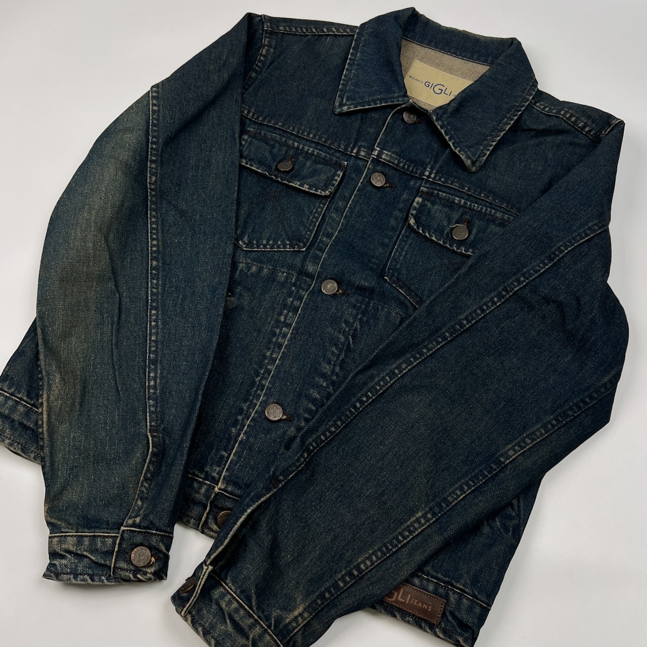 イタリア製 ROMEO GIGLI ロメオジリ ビンテージ デニムジャケット ジージャン サイズ 42 /革パッチ