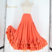 フラメンコ 衣装 ファルダ スカート ピンク系 オレンジ系 無地 ボランテ フリル レッスン 練習着 ダンス パーティ 発表会 ステージ衣装 発表会衣装 ダンス衣装 舞台衣装 ひらひら かわいい