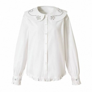 [Cressfreedom] diamond riveted flower doll collar shirt
