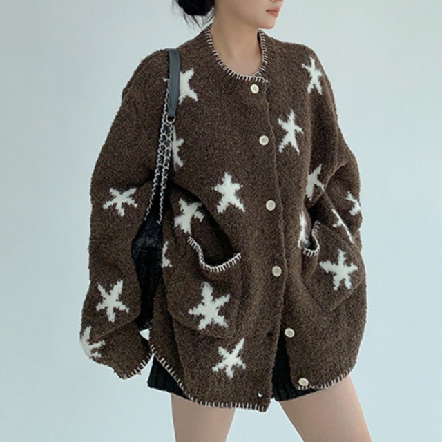 スターシャギーポップルーズカーディガン 2col   R01204