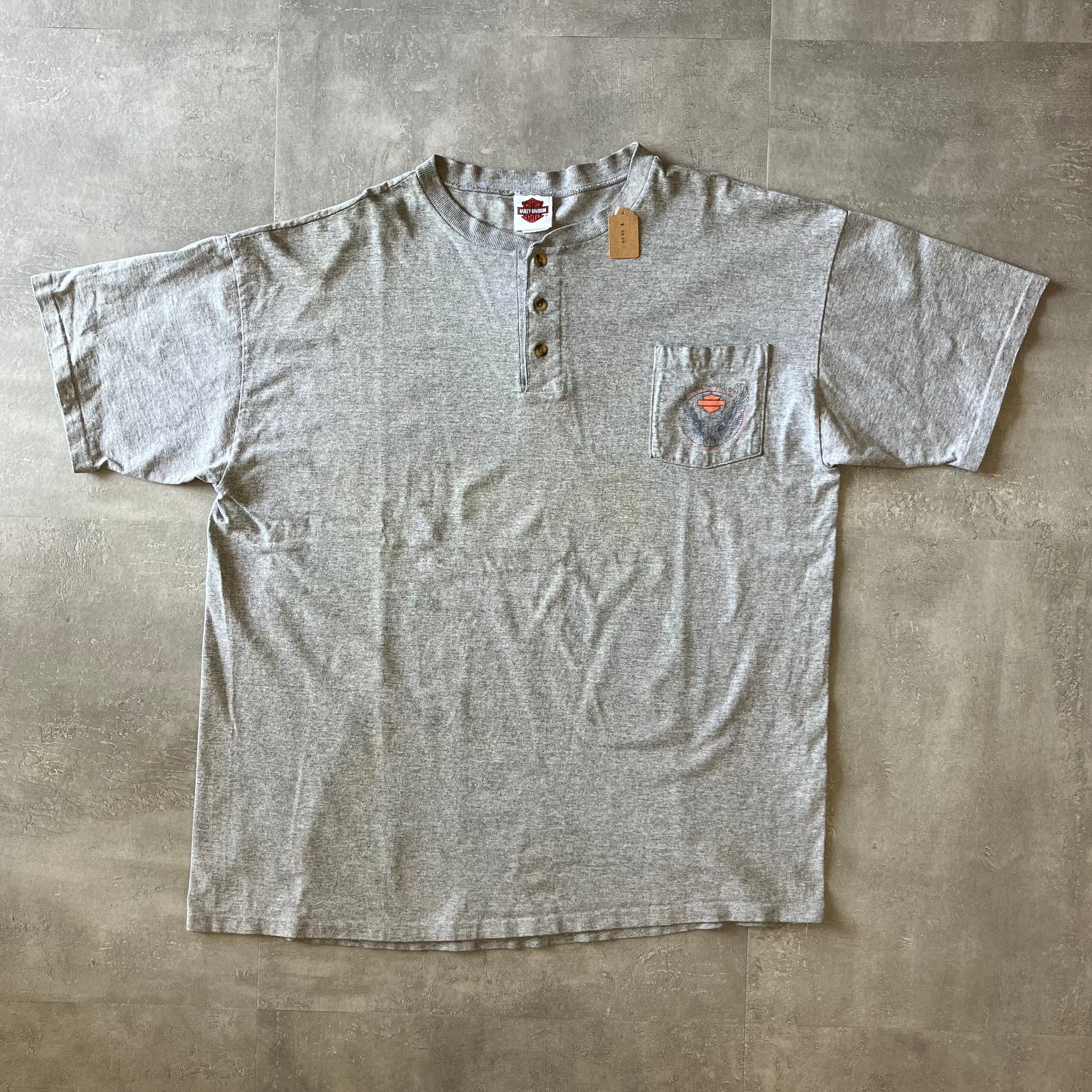 Harley-Davidson ハーレーダビッドソン 00s ヘンリーネックTee ポケットTee 両面プリント XXL程度 No.2199
