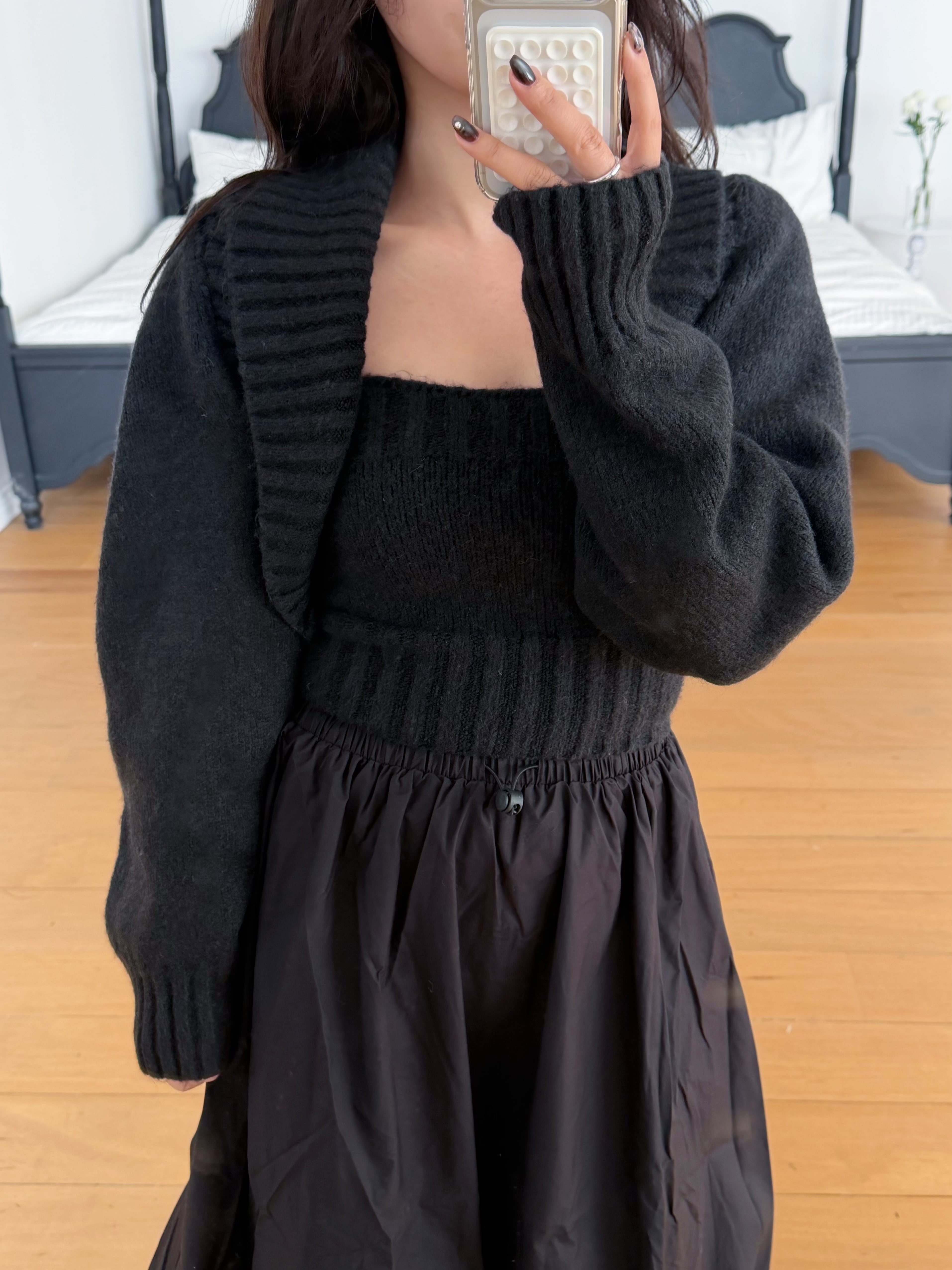 macaron ensemble knit / black