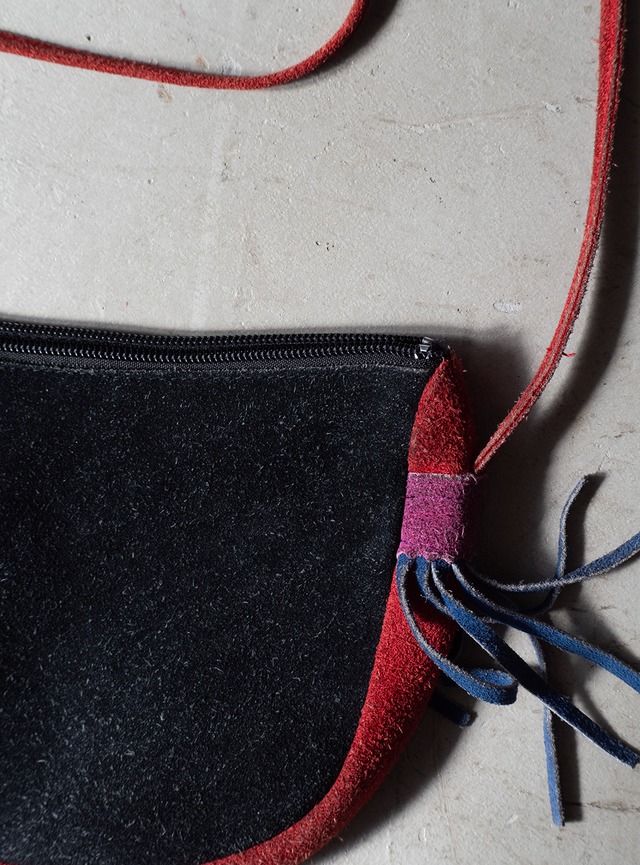unknown 1990s Suede leather shoulder pouch