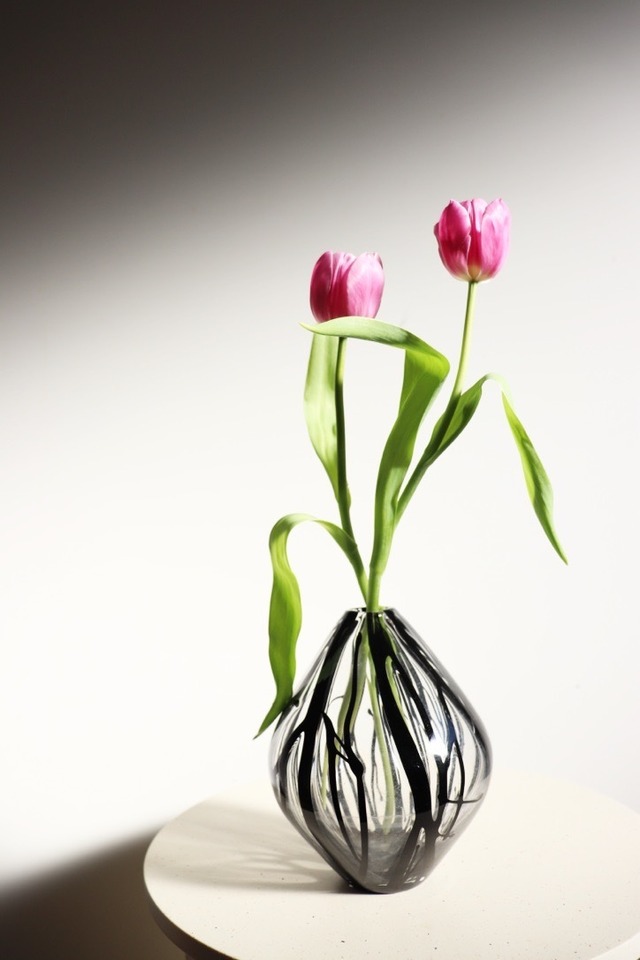 Stripe clear vase