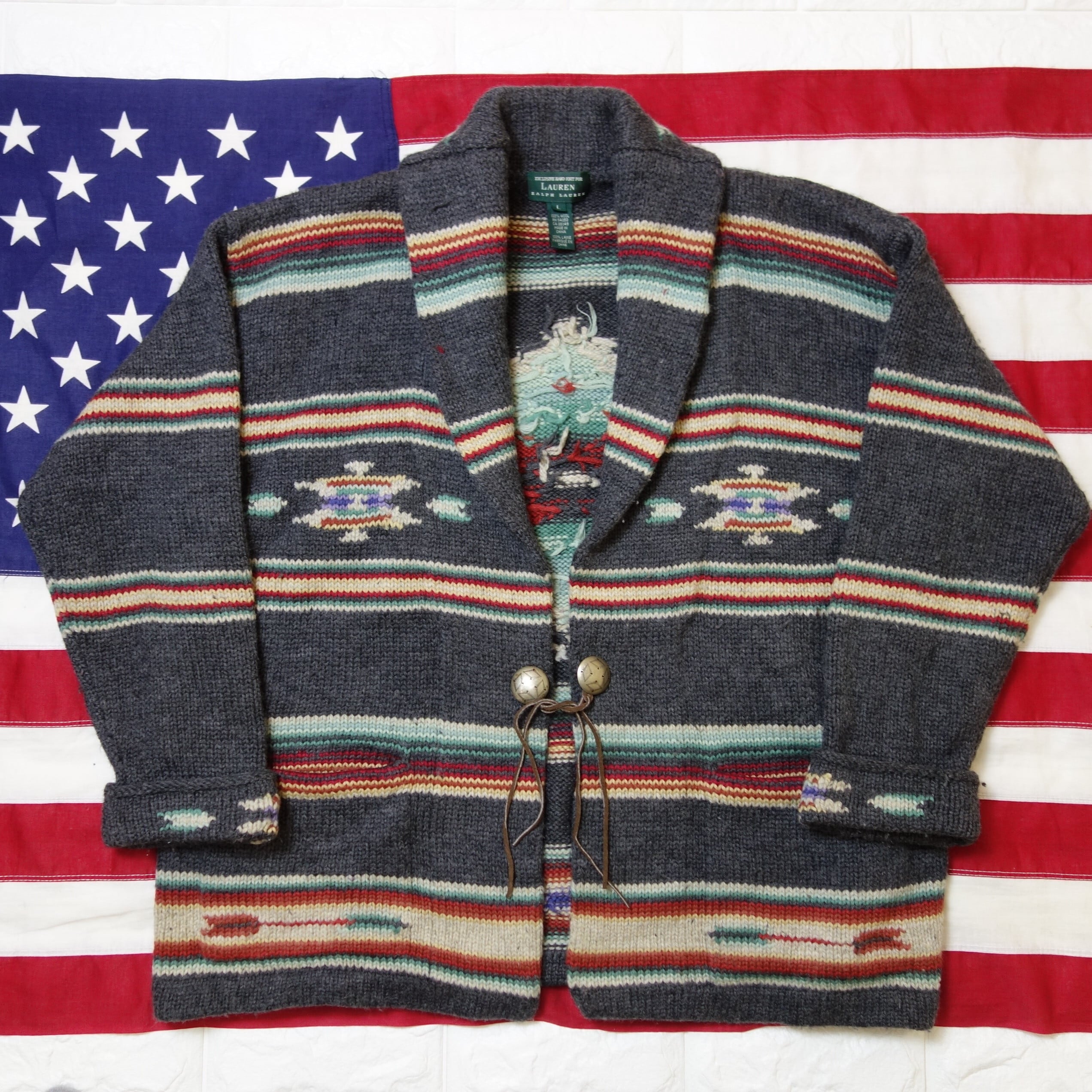 POLO COUNTRY HANDKNITナバホ柄 カーディガン 90s