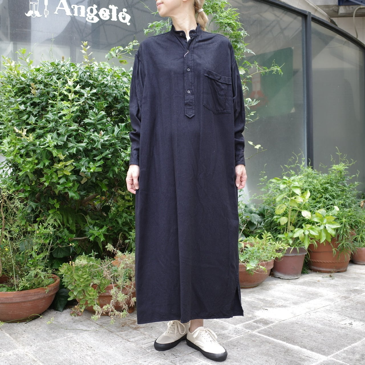 COMOLI(コモリ) / 別注シルクネルシャツワンピース -NAVY-(S03-02010)