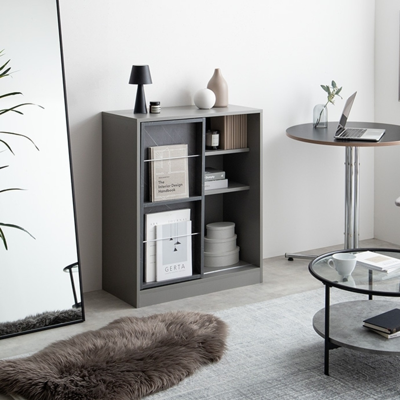 本棚ラック スライド収納付 幅71cm