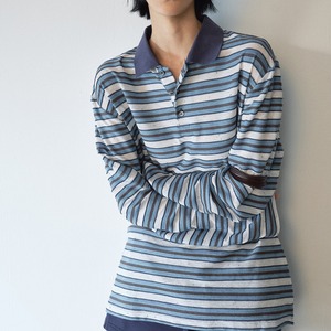 ボーダー柄オープンカラーポロシャツ   F0027