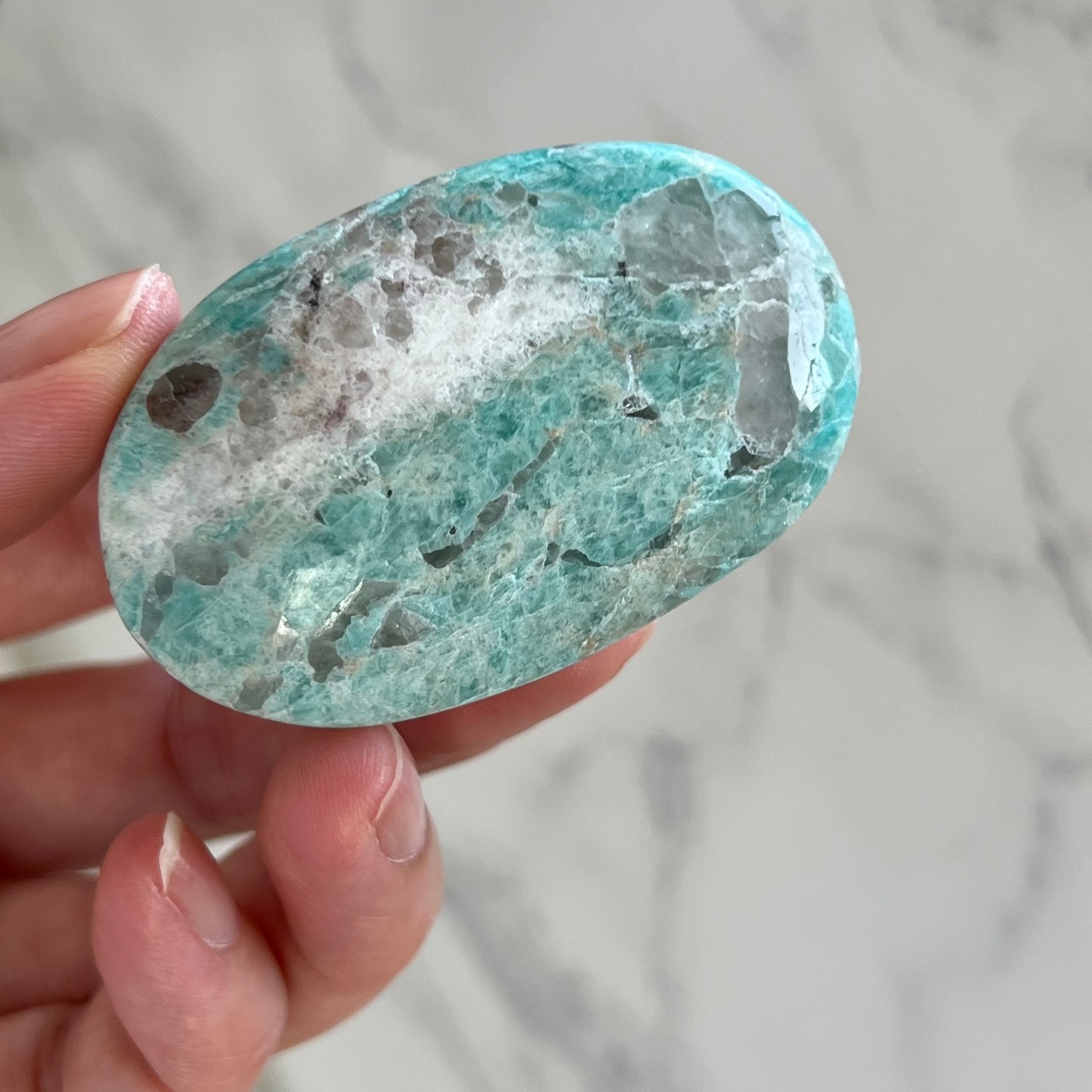 アマゾナイト＊スモーキークォーツ共生＊パーム4＊天然石＊天然石インテリア＊パワーストーン＊置き物