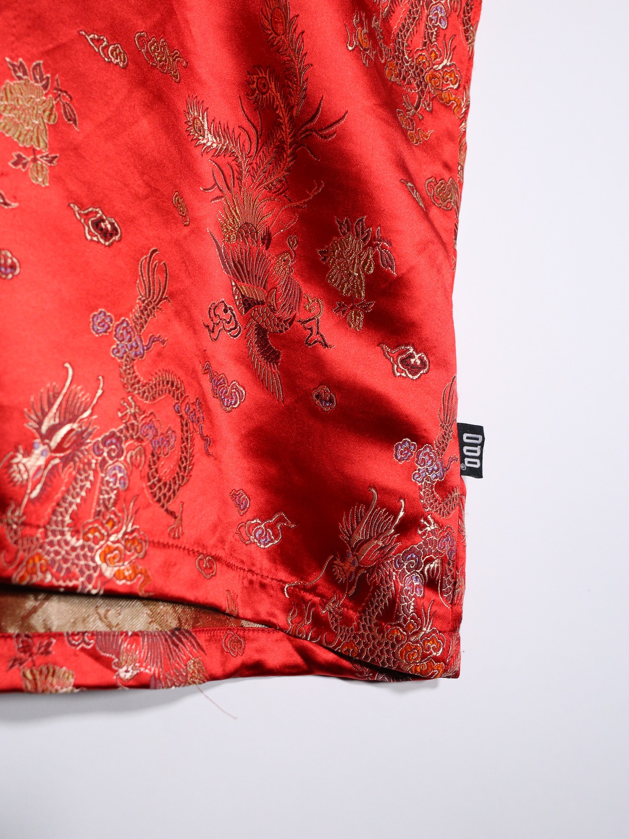 "龍" full pattern glossy fabric special open collar s/s shirt - 12