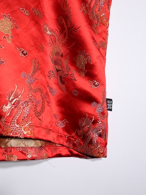 "龍" full pattern glossy fabric special open collar s/s shirt