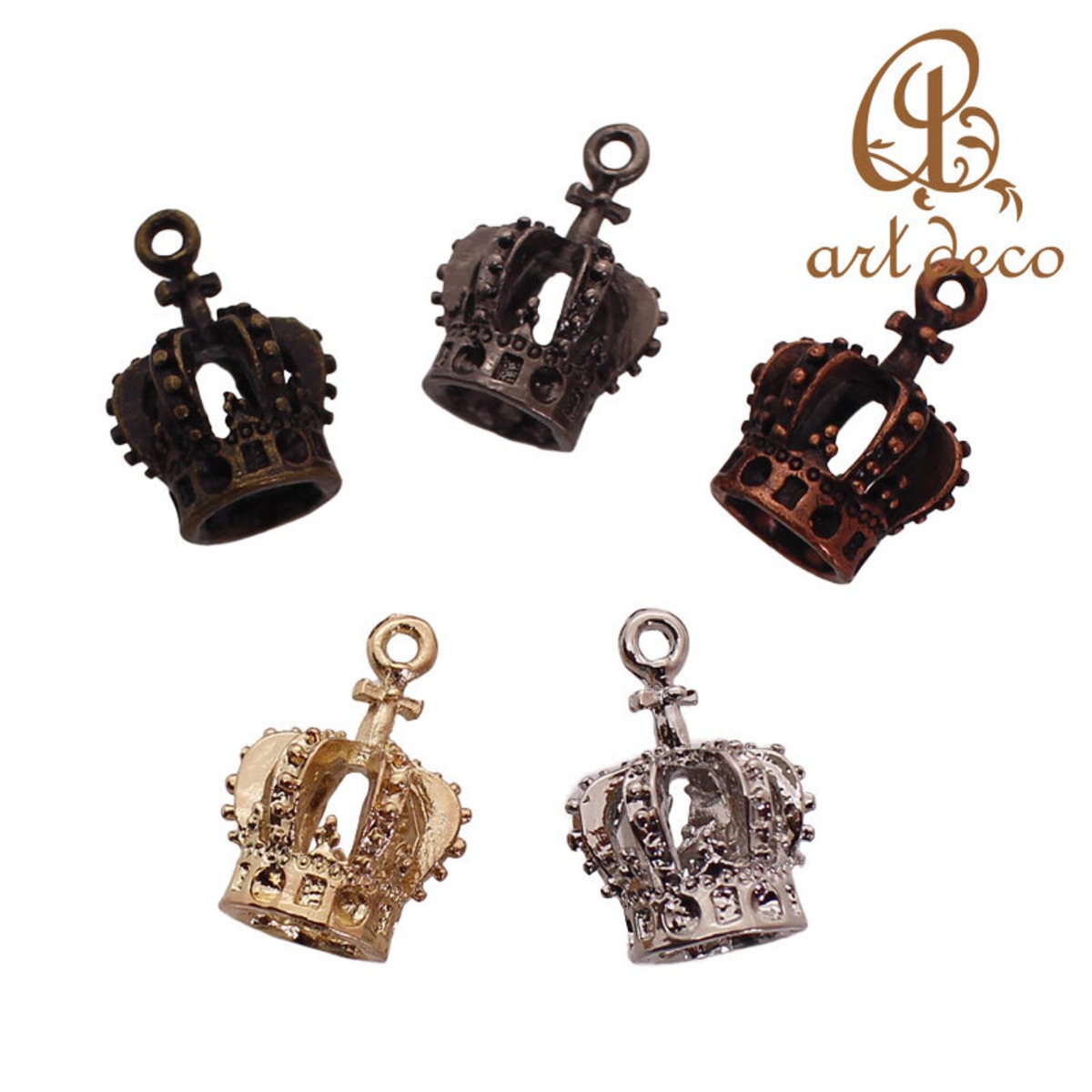 チャーム 王冠 クラウン 2個 20mm×14mm カン付き アクセサリー パーツ 