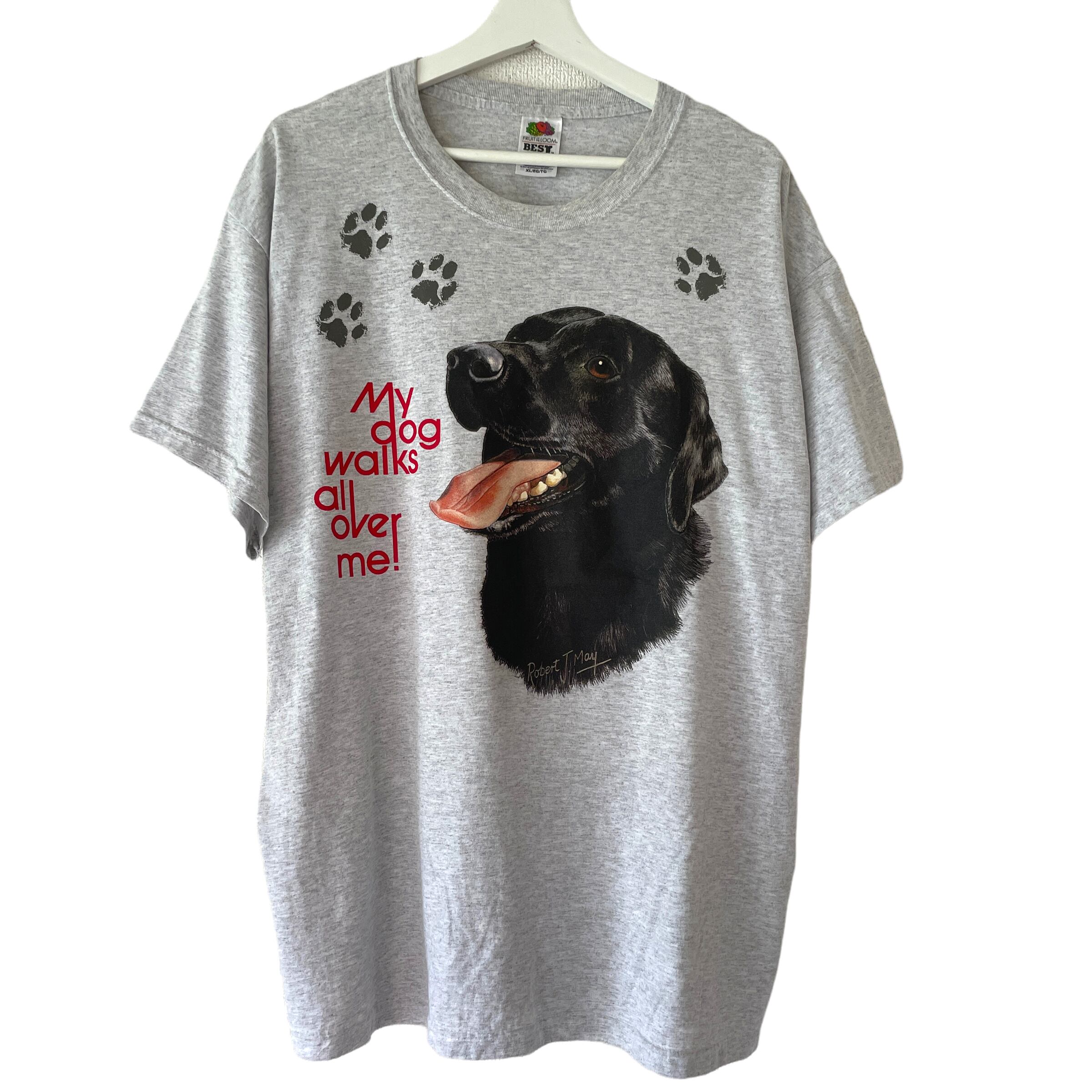 90's FRUIT OF THE LOOM BEST Dog print Tee made in USA