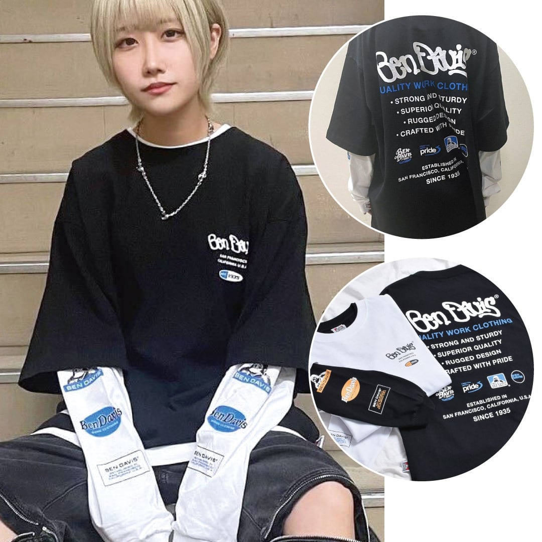 【50%OFF 】BEN DAVIS 2点セット★レイヤードTシャツ