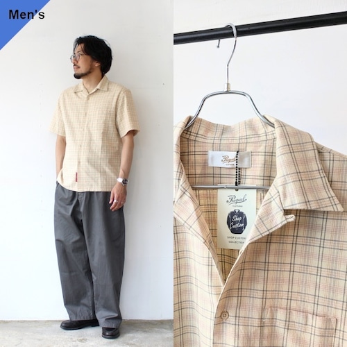 PREQUEL チェックオープンカラーシャツ Check Short Sleeves Open-Collar Shirt / SHOP Custom Collection　（Yellow）