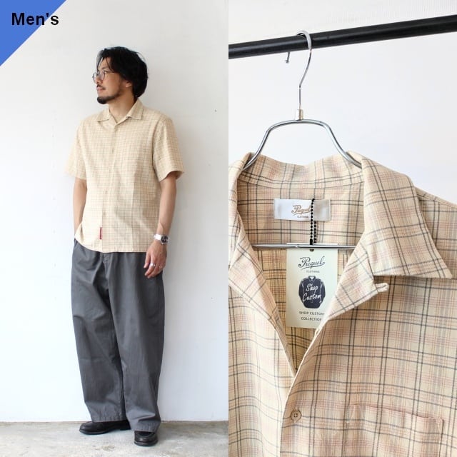 PREQUEL チェックオープンカラーシャツ Check Short Sleeves Open-Collar Shirt / SHOP Custom Collection (Yellow)