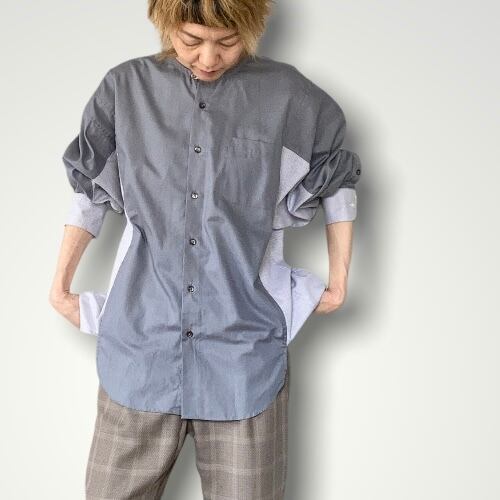 ZOZOTTE remake unisex shirt typeB / リメイクユニセックスシャツ /グレー系