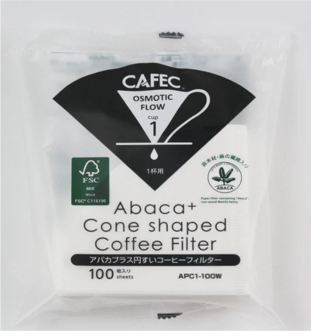 アバカプラス 円すい コーヒーフィルター〈1杯用〉(100枚入)　APC1-100W