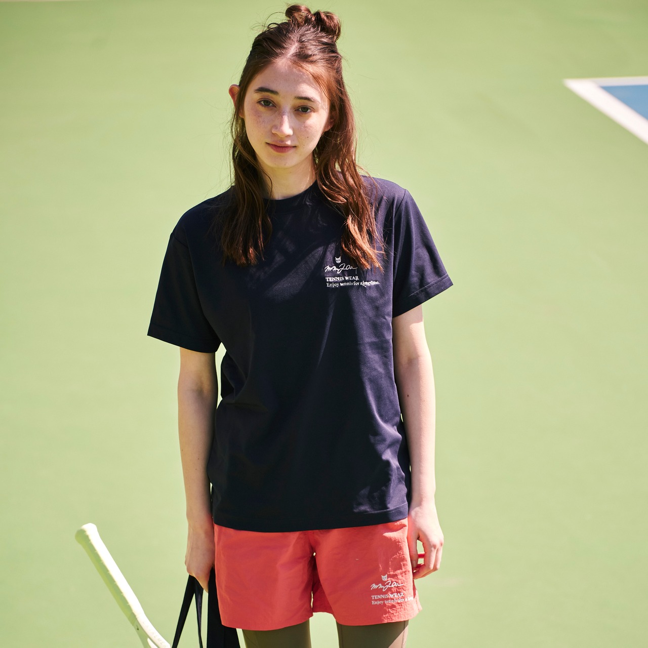 Slogan.コットンライクドライTシャツ_ネイビー