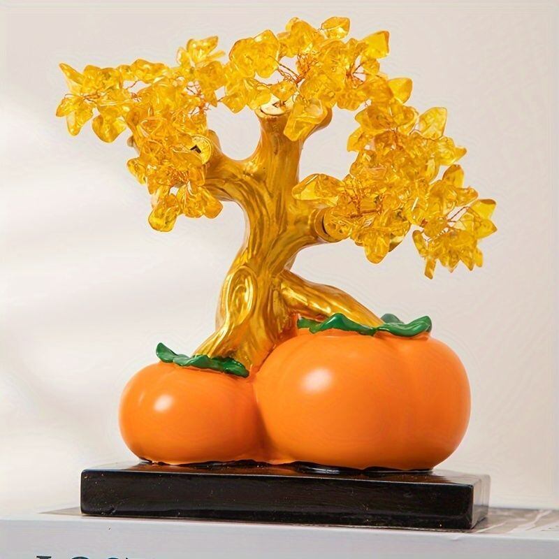 幸運 柿の木 置物 嘉喜 幸運 縁起 スピリチュアル 風水 長寿 金運 家庭