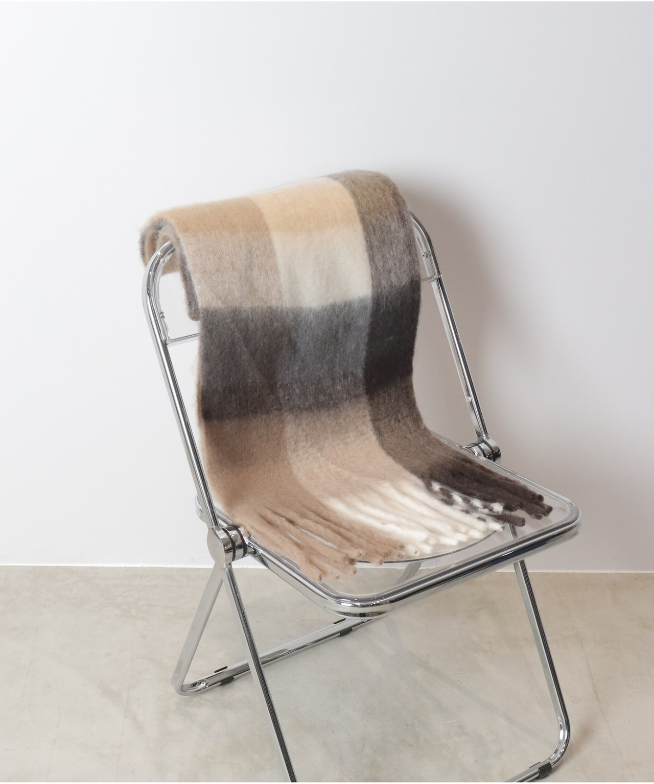 OI210503 マルチカラーチェック柄フラッフィーストール purple