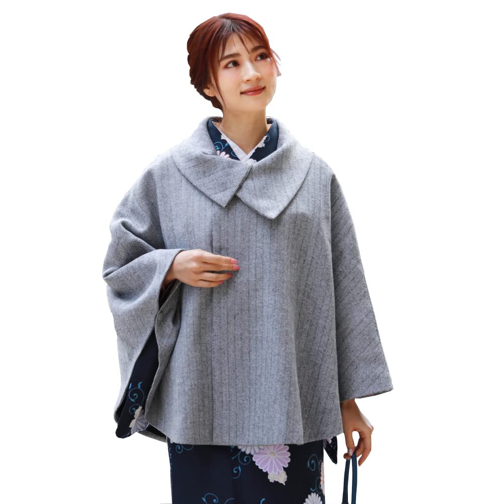 【特価処分】着物 コート 女 ロールカラー 女性 着物コート ポンチョ ケープ 冬