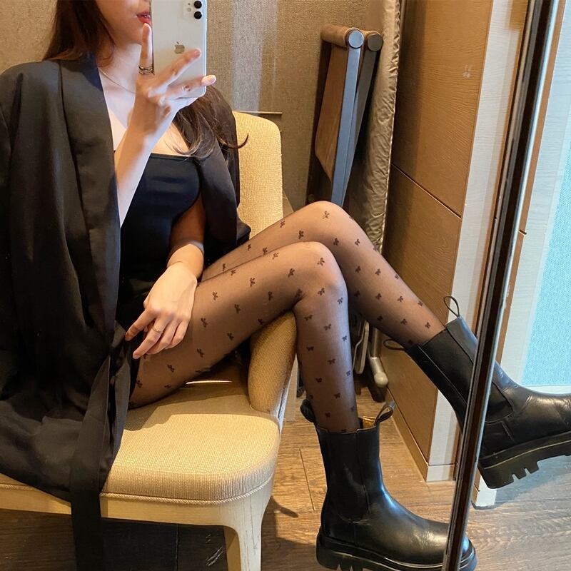 スプリングオータムストッキング 薄手リボンソックス 春物 秋物 タイツ シルク YY-ファッション24765262217